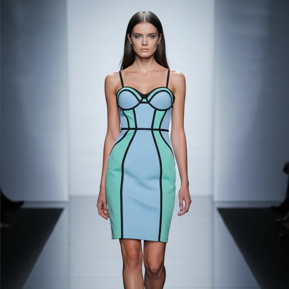 Entry Elegant Blue and Green Dress